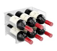 Relota Juego de 2 Piezas Botellero Apilable Transparente, Botellero Cocina, Wine Rack Standing, Vino Apilable, Botelleros para hasta 6 Botellas, Adecuado para Armarios, Frigoríficos, Salones