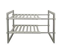 Relove - Estantería de almacenamiento bajo fregadero, Wuudi Organizador de cocina extensible de 2 niveles de acero inoxidable y plástico