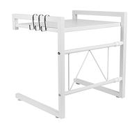 RELOVE Extensible soporte para microondas de metal, altura ajustable, estante de almacenamiento para cocina, titular de especias con 3 ganchos, carga máxima 25 kg (42 cm (40-65 cm)