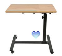 RELOVE Mesa Auxiliar Ligera, de Cama médica, Escritorio informático, Escritorio de Juegos, sofá para Ordenador portátil, Altura Plegable con 4 Ruedas (60 * 34,5 * 58-90cm (Color Madera))