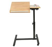 RELOVE Mesa Auxiliar Ligera, de Cama médica, Escritorio informático, Escritorio de Juegos, sofá para Ordenador portátil, Altura Plegable con 4 Ruedas (60 * 34,5 * 58-90cm (Color Madera))