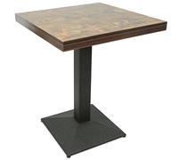 RELOVE Mesa de Bistrot Cuadrada con Bandeja abatible, Mesa de Bar de Altura Ajustable para Interior, Exterior, MDF, Acero Inoxidable, 2 en 1 de Aluminio (60 * 60 * 75cm (Reloj Retro))