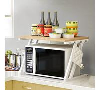 RELOVE Soporte para Microondas y Horno Cocina, Estanteria para Microondas en Encimera, Mueble Extensible Microondas Cocina (57 * 38 * 38cm- Z Nogal)