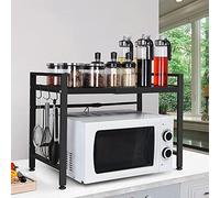 RELOVE Soporte para Microondas y Horno Cocina, Estanteria para Microondas en Encimera, Mueble Extensible Microondas Cocina (40/64 * 45 * 36.5cm-negro-1PC)