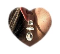 RELOVET Pendientes colgantes de cristal, piedras preciosas ovaladas transparentes para mujer, Talla única, Circonita cúbica, Sin piedra preciosa