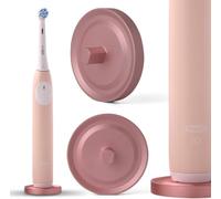 Relsy - Soporte para cepillo de dientes eléctrico Oral-B compatible, base de aluminio rosa oro para cuarto de baño, soporte para cepillos de dientes de metal con recuperador de gotas, antirrobos