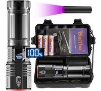 Relybo Linternas LED Alta Potencia 1000000 Lúmene, Linterna LED Recargable USB, Linterna Potente Largo Alcance, XHQ 100 Grande Linterna Tactica Militar Policial Para Emergencia Camping Regalo