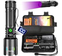 Relybo Linternas LED Alta Potencia Recargable, Linterna LED Recargable, 1000000 Lúmenes Linterna Potente, Linterna Tactica Policial, Linternas Recargables USB Militar para Emergencia Camping Regalo