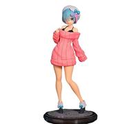 Rem Figure, Sweater Standing Rem Action Figures 23cm/9.1inch Handmade Cosplay PVC Souvenirs Statues Collectible Souvenirs for Anime Fans Gifts (Pink)
