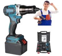 Remachadora automática de batería remachadora eléctrica con batería de litio, juego de pistola de tuercas de remache eléctrica de batería con piezas de punta for M3M4M5M6M8M10M12 ( Size : 1Battery )