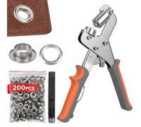 Remachadora de Ojales, Alicates profesionales para ojales magnéticos, Kit profesional de instalación de ojales en acero inoxidable con 200 ojales (Ø 10 mm), ideal para lona, PVC, cuero y manualidades