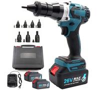 Remachadora de Tuercas a Batería y Eléctrica Portátil - Juego Profesional con Cargador para Tuercas Remachables M3, M4, M5, M6, M8, M10, M12 en Acero (5200mAh, 2 Batería)