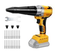 Remachadora inalámbrica compatible con batería Dewalt 20V, pistola remachadora profesional sin escobillas con luz LED, 20 remaches, llave y 3 adaptadores, para metal, plástico y cuero (sin batería)