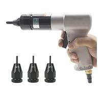 Remachadora neumática de tuercas - Remachadora de aire automática con velocidad ajustable, herramienta de ajuste de tracción de tuerca, se adapta a M5, M6, M8, incluye portabrocas de tuerca, kit de