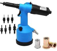 Remachadora neumática hidráulica industrial, kit de ajuste de herramienta de pistola de tuerca de remache de aire automático Remachado de tuerca de remache, con mandriles métricos y SAE Métrico M3 M4
