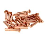 Remache cabeza maciza de cobre, 50 remaches sólidos de cobre con cabeza redonda M4 de 0,16" de diámetro x 0,79" de largo for aplicaciones eléctricas, acabado de cobre, tono cobre(4 * 20mm)