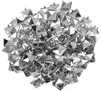 Remache cuadrado con puntas color plateado/niquelado, ideal para diseño de cuero, ropa, bolsos, pantalones, estilo punk piramidal para decoración, Silver / Nickel, 6 mm