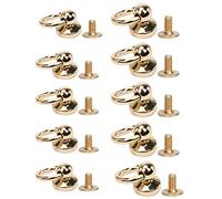 Remache de Latón Anillo Remaches de Rosca de Anillo Oro Remache de Cuero Anillo Remache de Oro con Anilla Juegos de Remaches con Anillo para Cinturones, Bolso, Bolso, 10 Piezas, Dos Tamaños