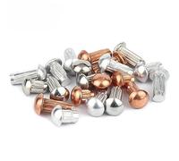 Remache macizo de cabeza redonda con, GB827 M2-M4 Remache sólido de vástago moleteado cabeza redonda con botón aluminio y cobre acero inoxidable(6mm,Aluminum M2.5 200pcs)