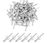 Remaches ciegos de 4,8 x 10 mm, aleación de aluminio con cabeza grande, juego de remaches ciegos plateados, juego de 60 remaches, adecuado para unir materiales ligeros