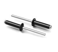 Remaches ciegos de aluminio de 1/8 x 3/8 pulgadas, negro, remache pop de 3.2 mm x 10 mm, mandril de acero de agarre de aluminio, 100 unidades