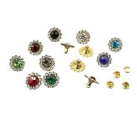Remaches de cristal metálico, Remaches de diamantes imitación, 200 juegos, 12mm, tachuelas Diamante cristal multicolor for cuero for el cabello DIY