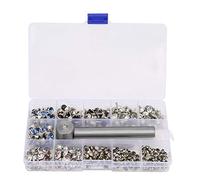 Remaches de Diamante Decorativos, 200 Piezas, 4 Colores, Tachuelas Punk de Doble Cara con Diamantes de Imitación, 10 mm, para Cinturón y Zapatos de Cuero, con Caja de Herramientas