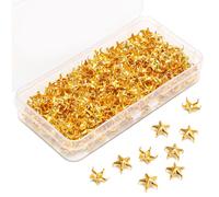 Remaches de estrella para ropa, 500 remaches de metal de 10 mm, puntas punk para manualidades, bolsos, zapatos, cinturón, chaqueta, accesorios decorativos (dorado)