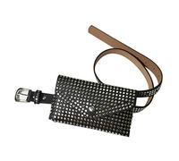 Remaches de moda de la cintura de lujo bolso de plátano pequeñas mujeres bolsa de cintura bolsa punk bolsa de cinturón bolso negro, Negro