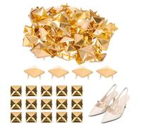 Remaches de Púas, 400 Piezas de 4 Mm A 7 Mm Remaches Cuadrados Cuatro Mandíbulas Espárragos Pirámide Cuadrados Espárragos de Pirámide Metal Artesanía DIY Punk Spikes Spots Studs(4mm-Oro)