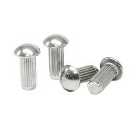 Remaches macizos Remaches de cabeza botón sólido acero inoxidable 304, surtido vástago moleteado M2-M5, 3-16 mm(M4(10pcs),8mm)