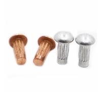 remaches sólidos, Paquete de 10-100 remaches macizos moleteados cabeza redonda cobre o aluminio, M2-M4, 3-10 mm longitud, for placa identificación etiqueta(3mm,Brass M2.5 50pcs)