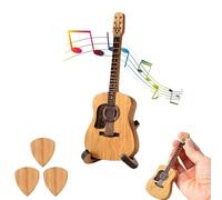 Remarkdo Wooden Acoustic Guitar Pick Box, Wooden Guitar Pick Box with Stand, Engraved Wooden Plectrum Case