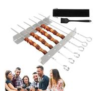 Remasa inclinable, rack barbacoa - Porta kebabs de acero inoxidable, herramientas para barbacoa al aire libre portátiles, para pescado, carne, salchichas, verduras