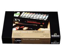 Rembrandt Estuche de pintura acrílica profesional caja de madera de lujo Tradicional | 10 tubos (40 ml) + pinceles y accesorios
