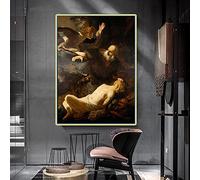 Rembrandt - Kit de pintura de diamantes The Sacrifice of Isaac por Rembrandt - Pintura de puntos de diamante para decoración de pared del hogar