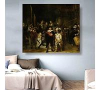 Rembrandt - Kit de pintura por números para adultos, diseño de reloj nocturno para adultos, lienzo, regalos, manualidades, decoración del hogar
