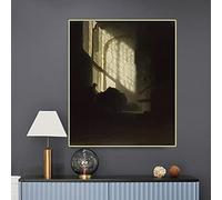 Rembrandt Pintura por números para adultos Un hombre sentado leyendo en una mesa en una habitación alta de Rembrandt Kit de pintura por números sobre lienzo