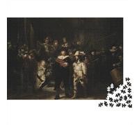 Rembrandt Puzzles para Adultos, Rompecabezas Museo De Madera De 1000 Piezas, Rompecabezas The Nightwatch De Madera, Obra De Arte De Juego De, Cuadros Famosos del Mundo Decoración del Hogar