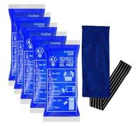 REMEDY Bolsas de Gel para Frío y Calor. Incluye 1 Funda de Tela con Banda de Compresión. Ideal para Tratamiento de Dolores y Lesiones. Reutilizables Nevera y Microondas (5 Bolsas 1 Cubierta)