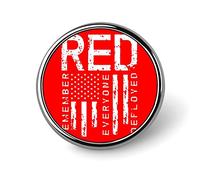 Remember Everyone Deployed Military R.E.D Stylish Round Brooches Elegant Lapel Pins Lightweigh Art Badge for Men Women Jewelry