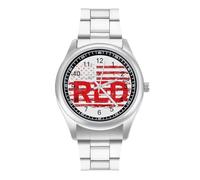Remember Everyone - Reloj de pulsera de cuarzo personalizado de acero inoxidable con números arábigos para hombres y mujeres