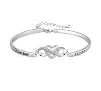 “Remember I Love You”Pulsera Mujer Plata de Ley 925 Infinito Amor Pulseras de Zirconia Cúbica Corazón,Pulsera Mujer Infinito Pulseras Ajustable Joyería Navidad Originales Cumpleaño para Madre Novia