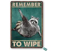 Remember To Wipe Raccoonlove Raccoonraccoonretroationigninch - Póster de decoración vintage para pared, póster de metal de 8 x 12 pulgadas