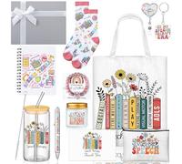 Remerry Juego de 12 regalos para patólogos del habla y lenguaje para mujeres, incluye bolsa de cosméticos, taza de vidrio, velas, cuaderno, pulsera, soporte para insignias para profesor de graduación