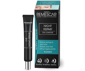 Remescar Crema Nocturna Reparadora para Ojos 20ml - Reduce Bolsas, Ojeras y Patas de Gallo - Anti-edad para Párpados Caídos - Hidratación y Regeneración Durante la Noche