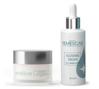 Remescar Gravity Crema de Día SPF20 + Glowing Drops - Hidratación y Glow Natural - Rutina Facial para Piel Firme y Luminosidad Efecto Bronceado