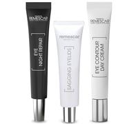 Remescar Pack Contorno de Ojos Día y Noche con Párpados Caídos - Crema de Día con Vitamina C y Cafeína + Reparación Nocturna + Efecto Lifting para Párpados - Tratamiento Completo Ojos