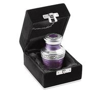 Reminded Urna pequeña de Recuerdo de cremación para Cenizas humanas, urna Conmemorativa en Miniatura de Lavanda y Plata con Funda de Terciopelo