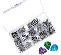 Remingtape 1 juego de tornillos para guitarra eléctrica, caja de clasificación para guitarra eléctrica BrüCken Pickups sintonizador, interruptor de placas de cuello, resortes, 3 piezas de púas de
